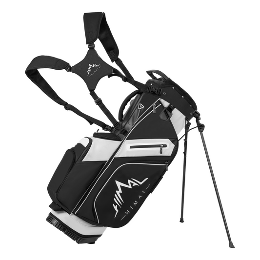 14-Way PU Leather Golf Stand Bag-Pure Black White