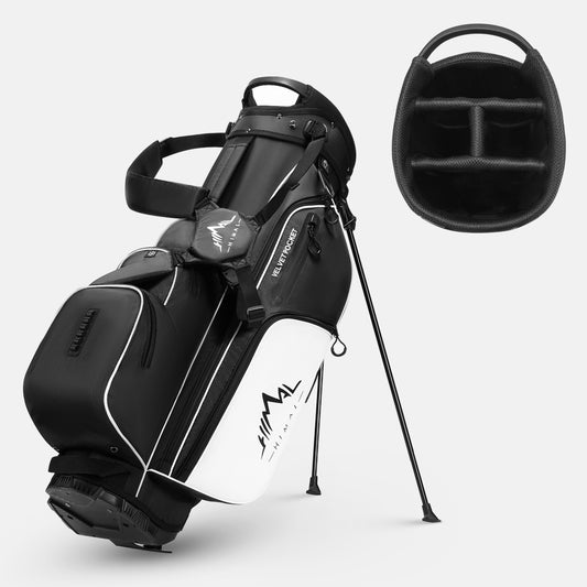 4-Way Full-Length Golf Stand Bag-Pure Black White